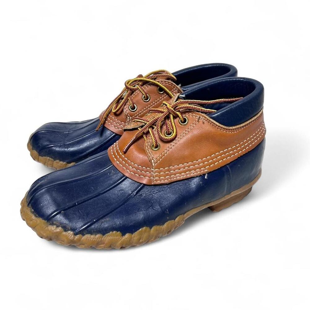 L.L. Bean Vintage USA Made Maine Hunting Shoe Blue Duck Boot Low Womens 7